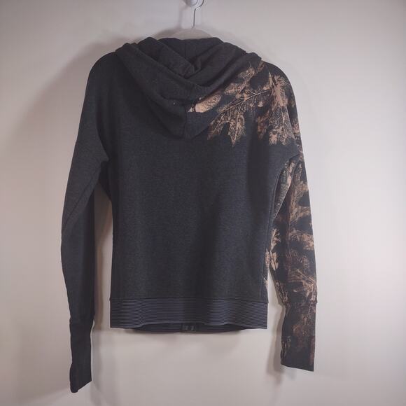 Champion Black Zip Hoodie with Tan Leaf Print - Picture 8 of 11